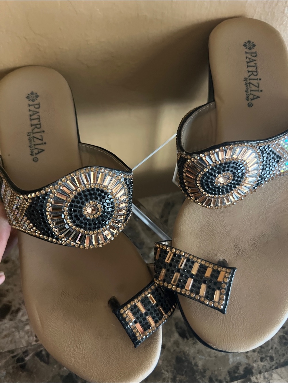 Patrizia Black Embellished Platform Toe-Loop Mules